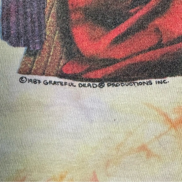 Grateful Dead Vintage 1987 “Blues for Allah” Orange and White Tie Dye Tee Size L - Picture 6 of 7